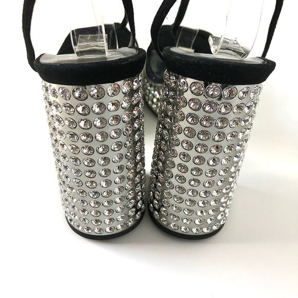 Gucci Rare Naimah Nero Crystal Embellished Platform Strappy Sandals 39 - Picture 5 of 12